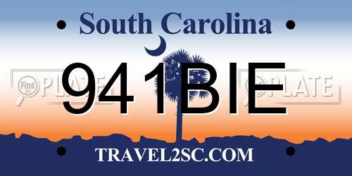 941BIE South Carolina License Plate