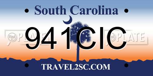 941CIC South Carolina License Plate