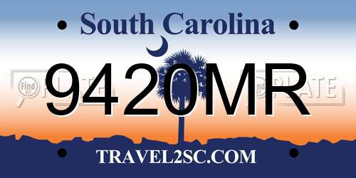 9420MR South Carolina License Plate