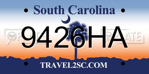 9426HA South Carolina License Plate