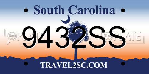 9432SS South Carolina License Plate