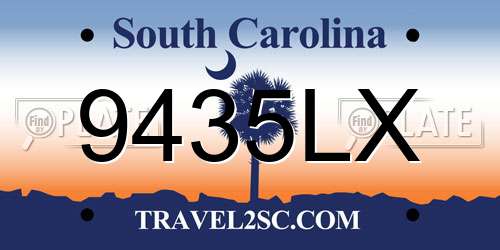 9435LX South Carolina License Plate