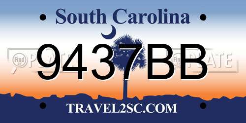 9437BB South Carolina License Plate