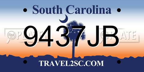 9437JB South Carolina License Plate