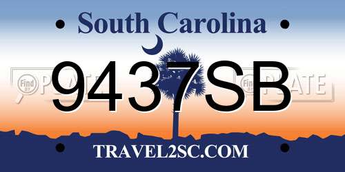 9437SB South Carolina License Plate
