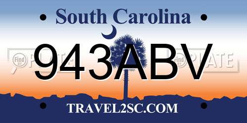 943ABV South Carolina License Plate