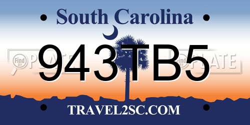 943TB5 South Carolina License Plate
