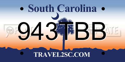 943TBB South Carolina License Plate