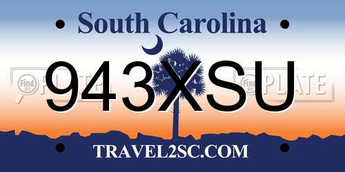 943XSU South Carolina License Plate