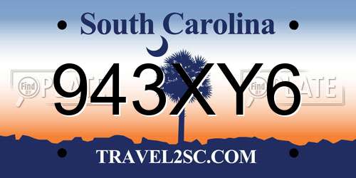 943XY6 South Carolina License Plate