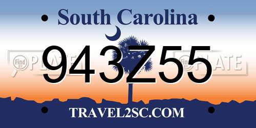 943Z55 South Carolina License Plate