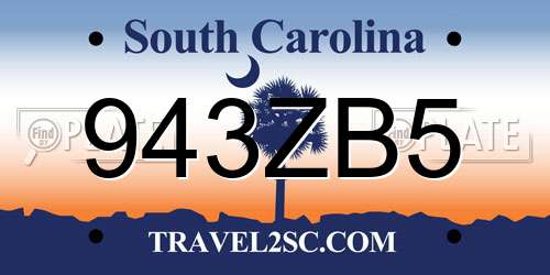 943ZB5 South Carolina License Plate