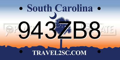 943ZB8 South Carolina License Plate