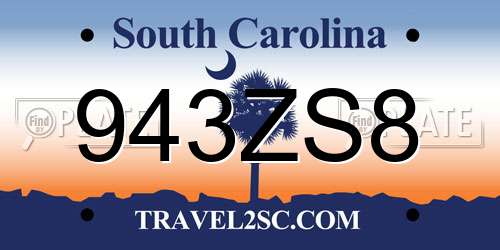943ZS8 South Carolina License Plate