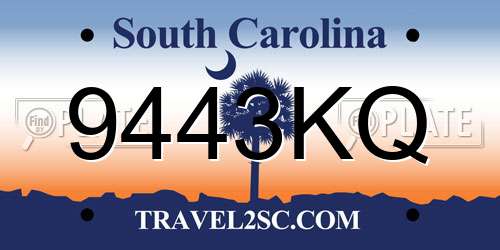 9443KQ South Carolina License Plate