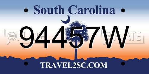 94457W South Carolina License Plate