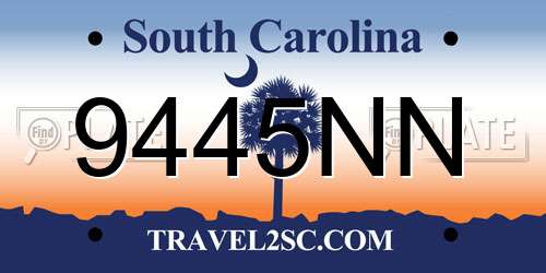 9445NN South Carolina License Plate
