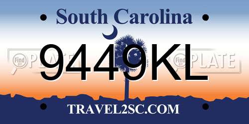9449KL South Carolina License Plate
