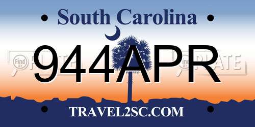 944APR South Carolina License Plate