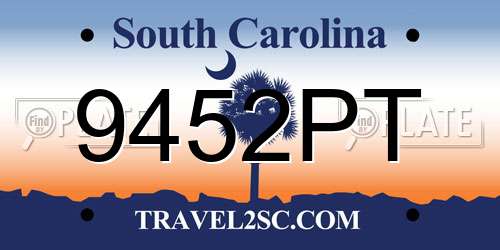 9452PT South Carolina License Plate