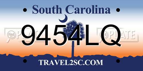 9454LQ South Carolina License Plate