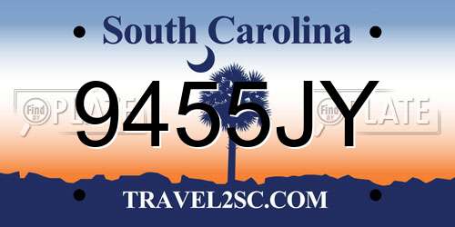 9455JY South Carolina License Plate