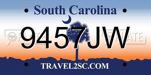 9457JW South Carolina License Plate