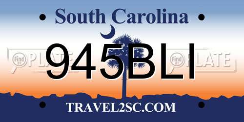 945BLI South Carolina License Plate