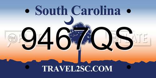 9467QS South Carolina License Plate