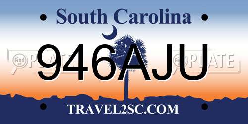 946AJU South Carolina License Plate