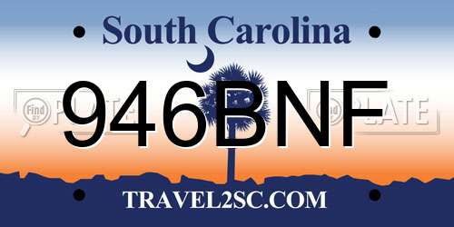 946BNF South Carolina License Plate