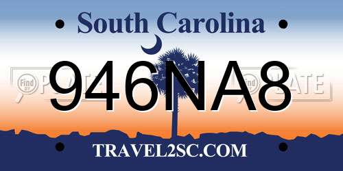 946NA8 South Carolina License Plate