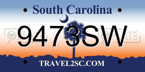 9473SW South Carolina License Plate