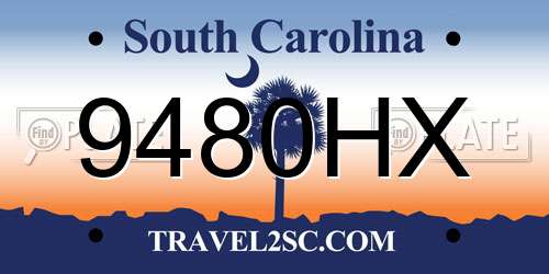 9480HX South Carolina License Plate