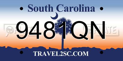 9481QN South Carolina License Plate