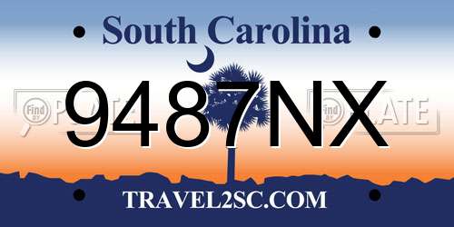 9487NX South Carolina License Plate