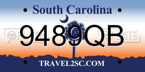 9489QB South Carolina License Plate