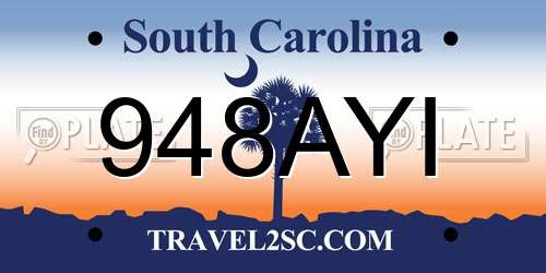 948AYI South Carolina License Plate