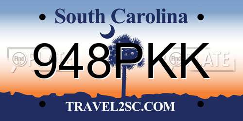 948PKK South Carolina License Plate