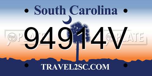 94914V South Carolina License Plate