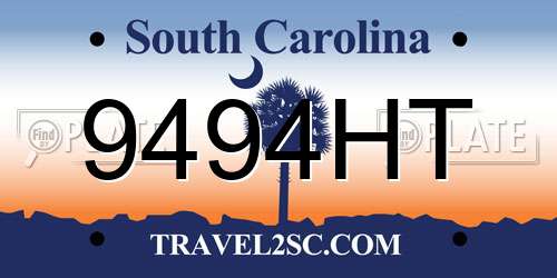 9494HT South Carolina License Plate
