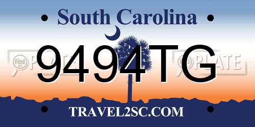9494TG South Carolina License Plate