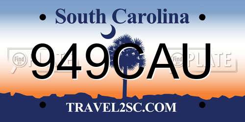 949CAU South Carolina License Plate