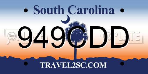 949CDD South Carolina License Plate