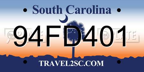 94FD401 South Carolina License Plate