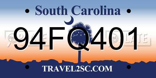 94FQ401 South Carolina License Plate