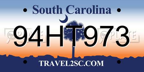 94HT973 South Carolina License Plate
