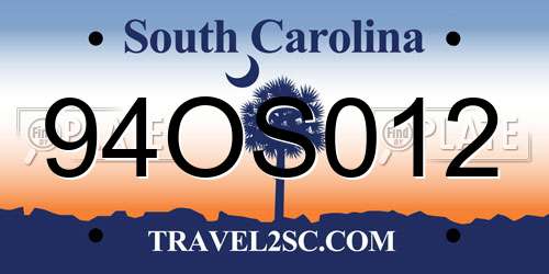 94OS012 South Carolina License Plate