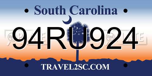 94RU924 South Carolina License Plate