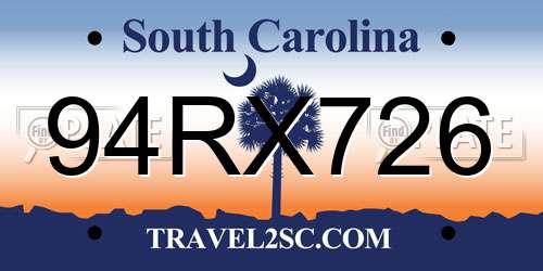 94RX726 South Carolina License Plate